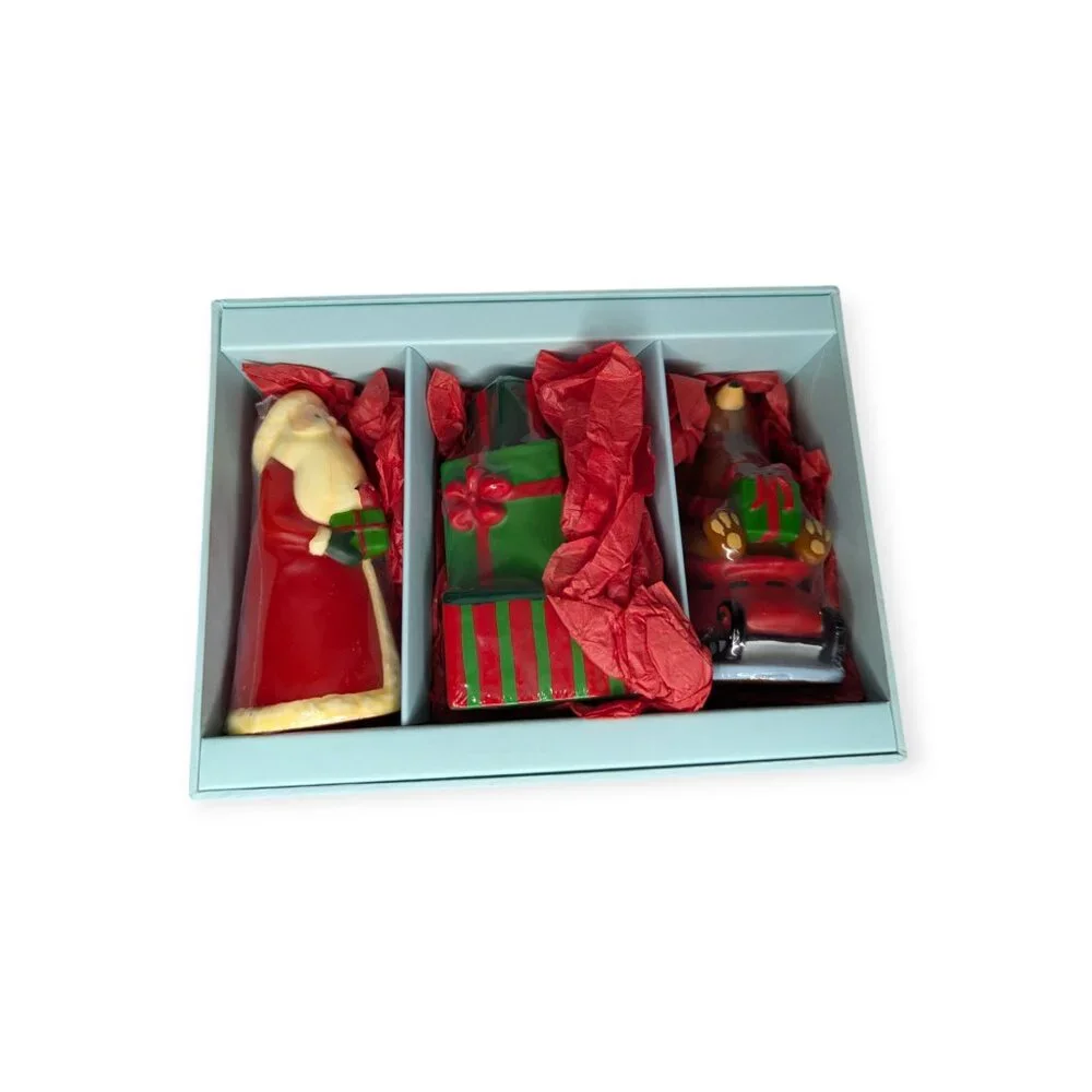 The White Barn Candle Co North Pole Figural Candle Trio-Santa, Presents, Snowman